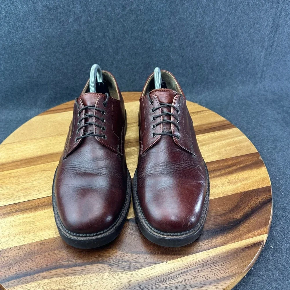 H.S. Trask & Co Mens 1101 Burgundy Bison Leather Derby Shoes Size 9 M USA Made
